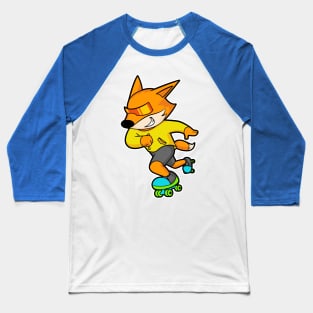 Fox as Skater with Roller skates Baseball T-Shirt